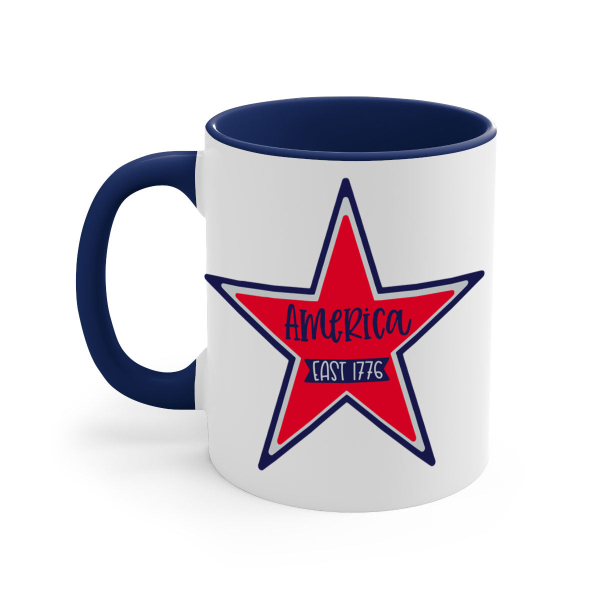 America East Style 144# Mug featuring a glossy finish with a colored handle and interior, available in multiple colors.